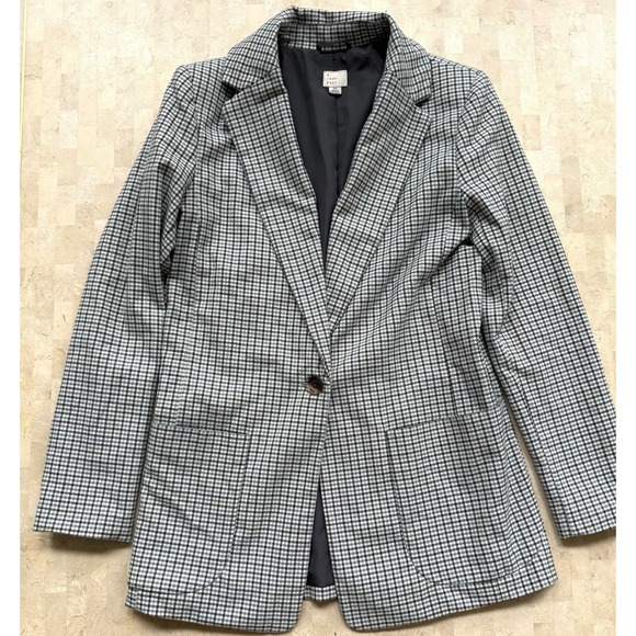 a new day Jackets & Blazers - A New Day Oversized Plaid One Button Blazer Size XS Pocket‎ Blue Gray Academia